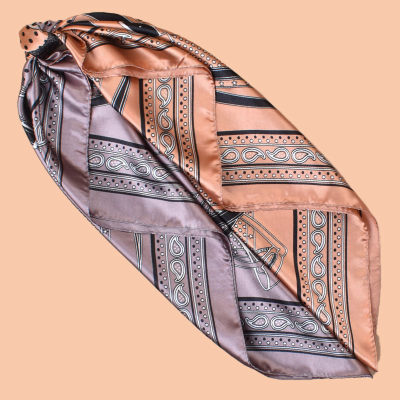 2025 new 90-color diced belt chain cashew print square scarf with sunscreen, bag head silk scarf decoration, scarf
