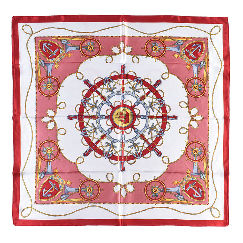 New fashionable and elegant roulette pattern printing 90-color square scarf, headscarf, scarf, silk scarf.
