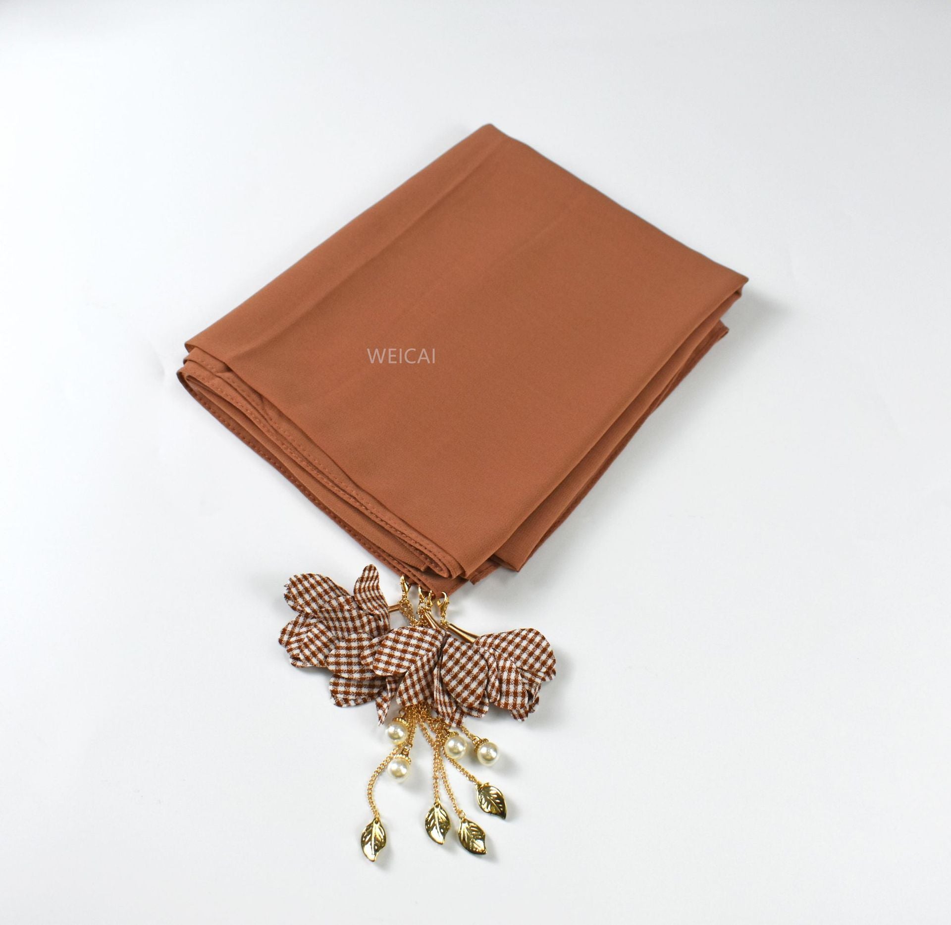 New pearl chiffon scarf women's hijab flower tassel headscarf