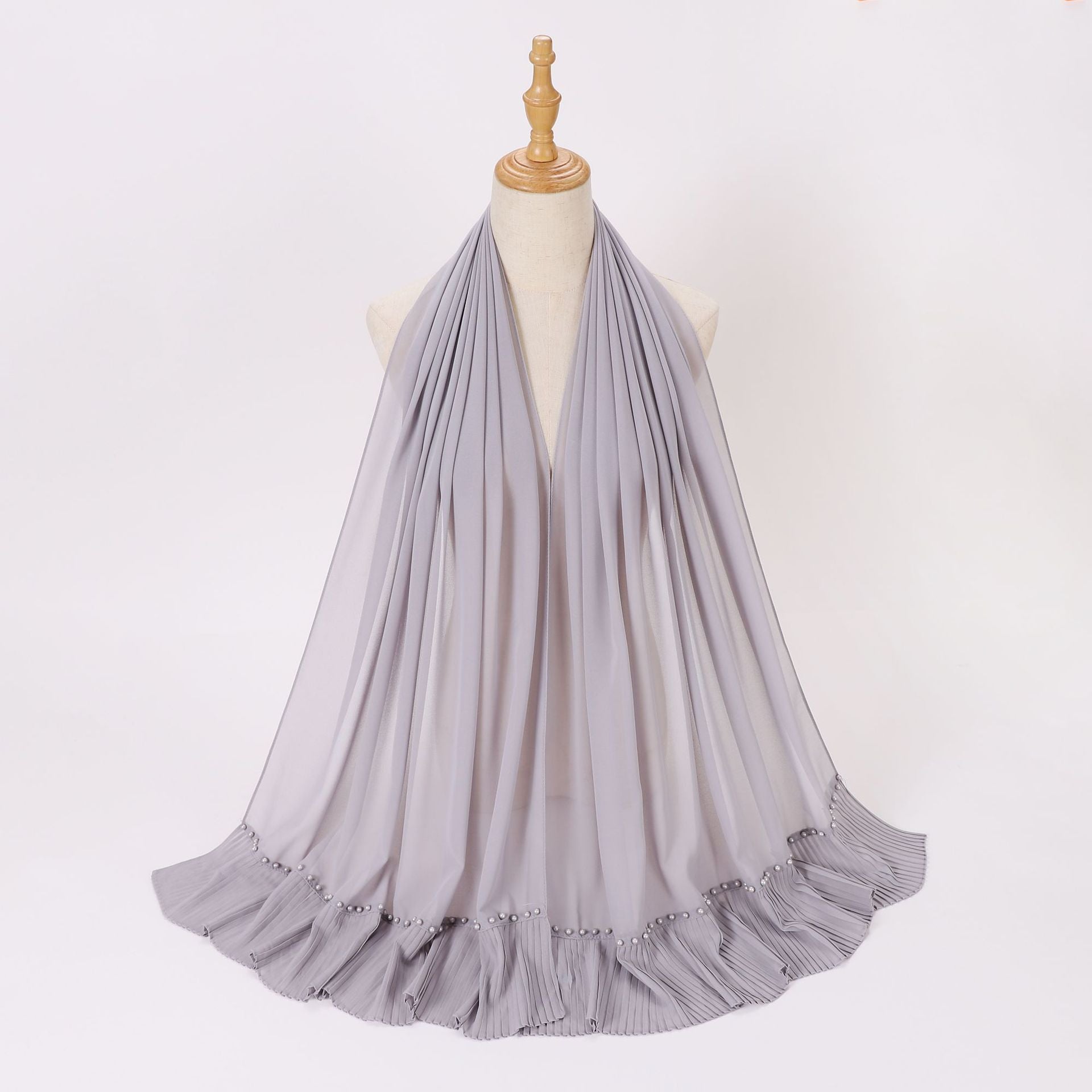 New pearl chiffon, pleated beaded scarf, gauze, malay headscarf, middle east Africa hijab