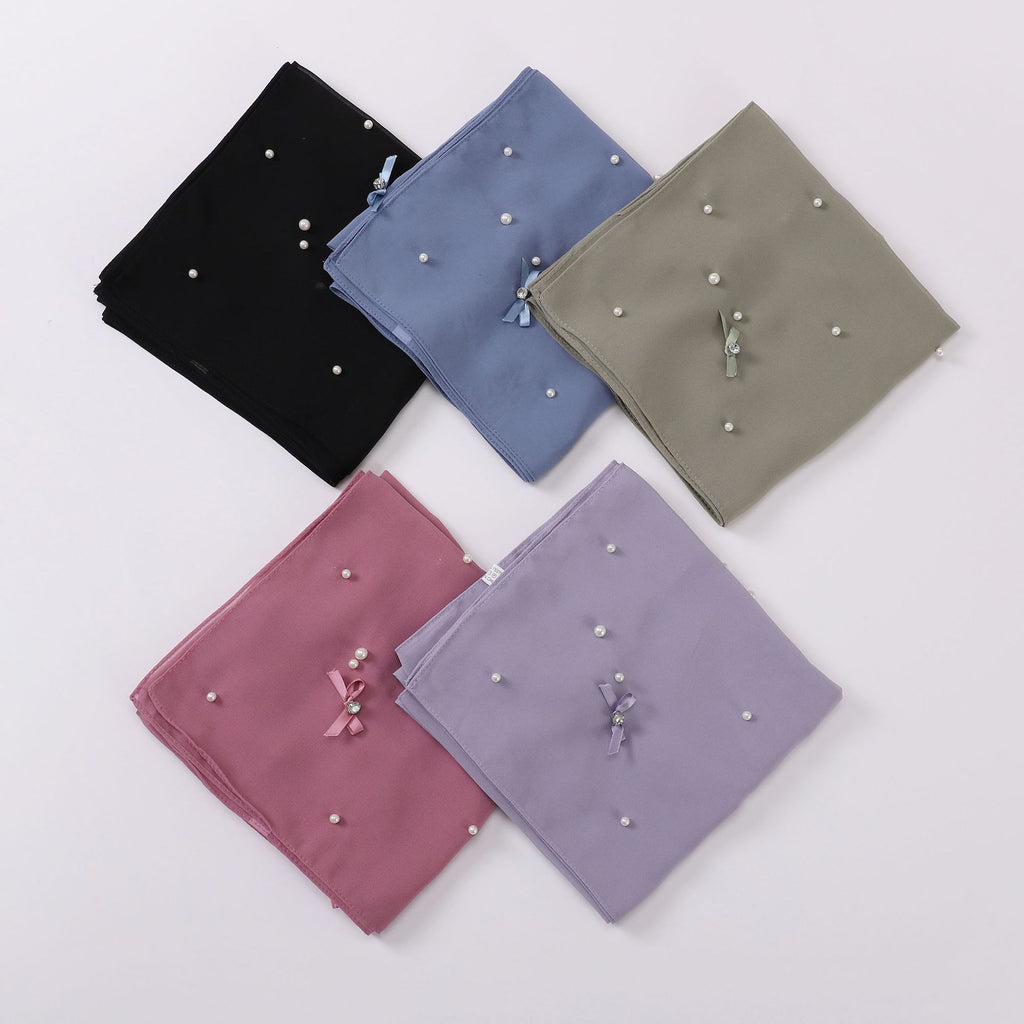 Gypsy beads handmade bow pearl snow square scarf yarn Middle East headscarf