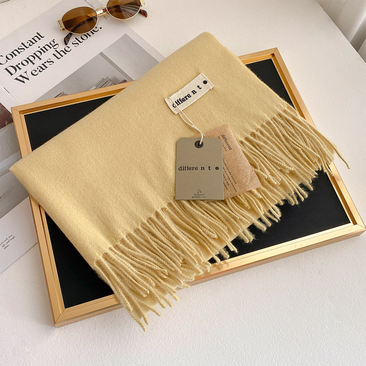 2025 Winter Imitation Cashmere Solid Color Scarf Women's Medium and Long Warm Scarf Shawl