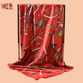 2025 new 90cm satin chain belt printed square scarf with sunscreen bag head silk scarf decorative scarf