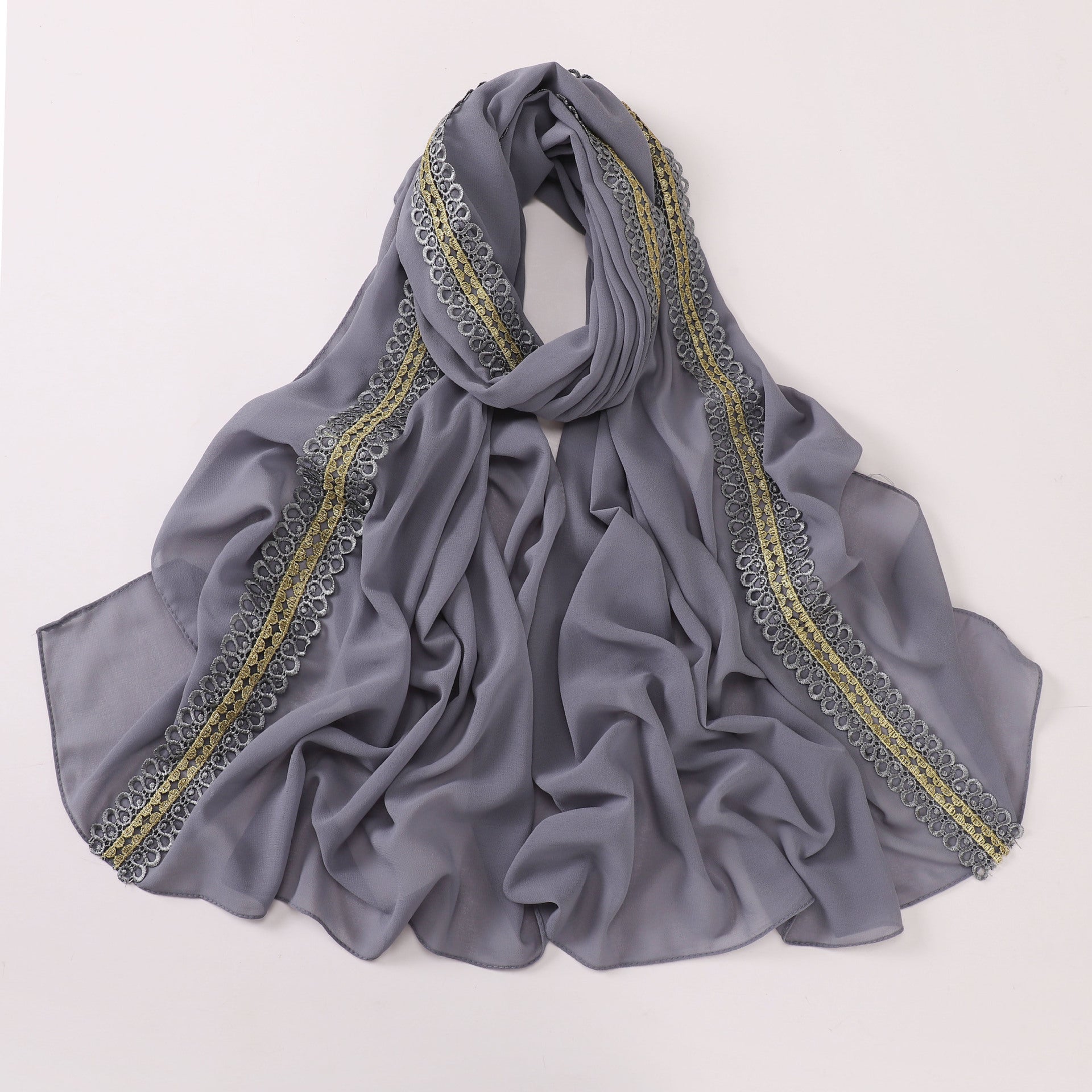 New pearl chiffon color lace long towel, yarn towel, Middle East, Africa, Malaysia, Indonesia headscarf