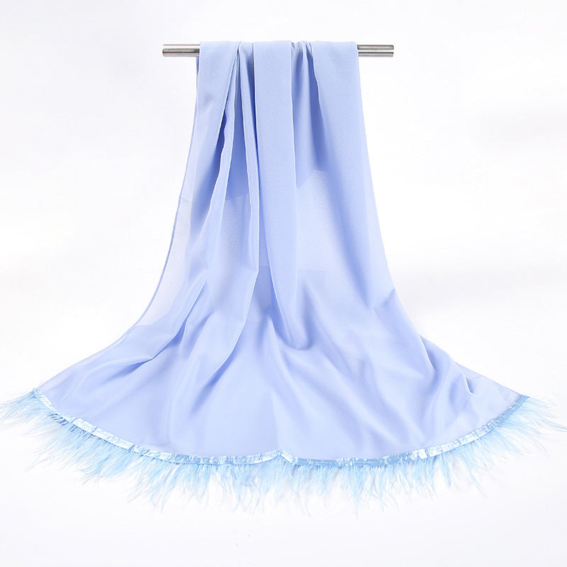 New pearl chiffon scarf feather  Middle East African headscarf hijab