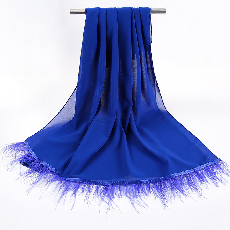 New pearl chiffon scarf feather  Middle East African headscarf hijab