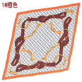 New French chain ring pattern printed pleated 90-color large square towel, head towel simulation silk