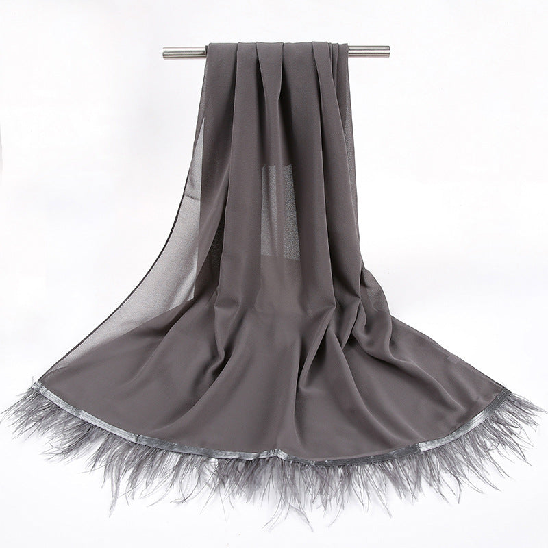 New pearl chiffon scarf feather  Middle East African headscarf hijab