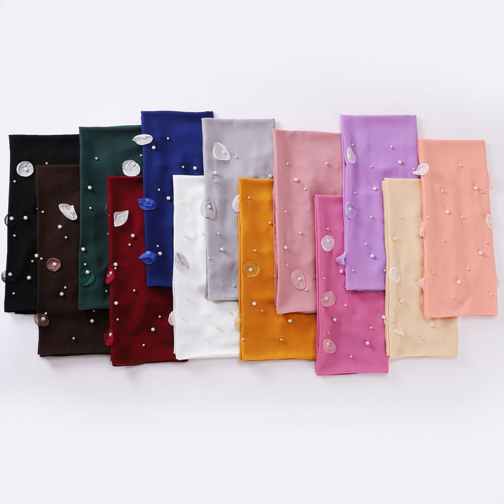 Spring and summer new chiffon scarf women's hijab flower Middle East Malaysia headscarf