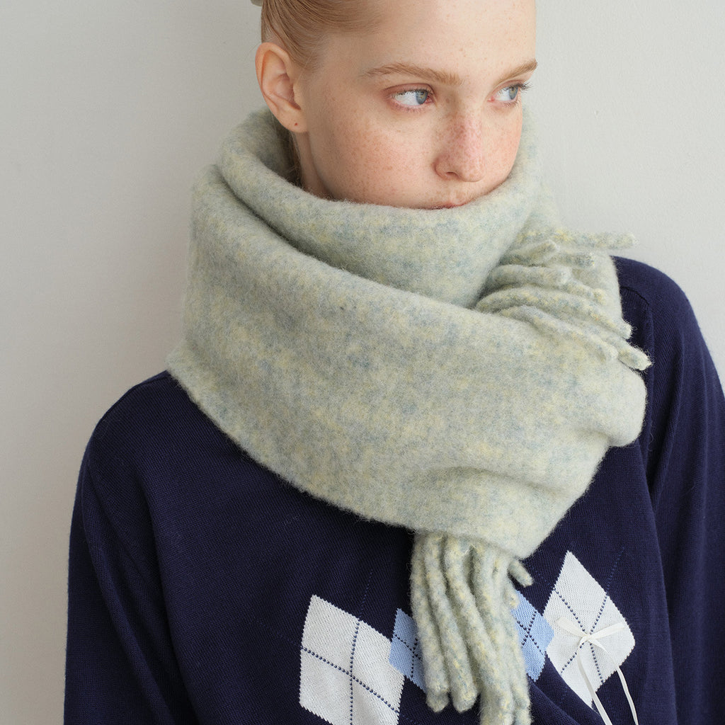 82% Duncan wool clip flower solid color scarf women's winter Korean atmosphere thickened fringed shawl scarf