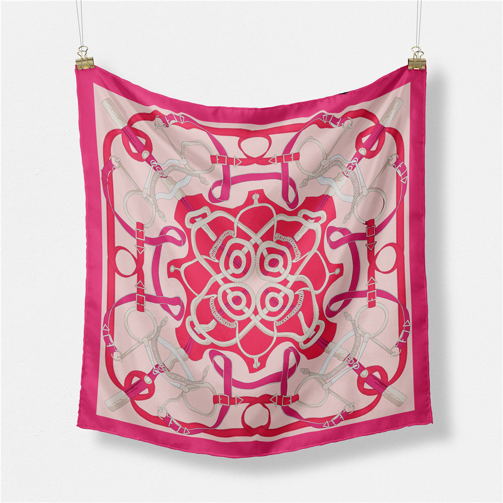 European and American fashion digital printing scarf 53cm small square scarf, women's versatile and elegant scarf tied hair band