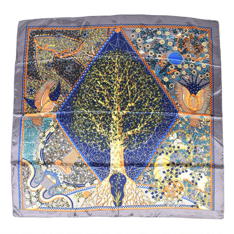 Summer new fashionable versatile natural pattern printing 90-color square scarf silk scarf headscarf