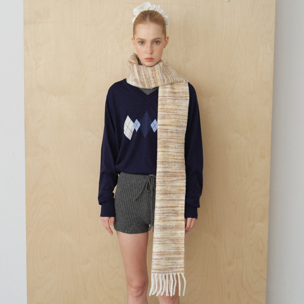 Scarf containing wool gradual change women's winter niche segment dye soft Korean brushed soft fringed wool scarf