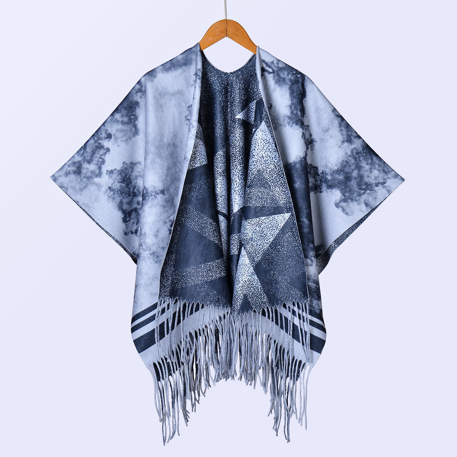 New ethnic style ink double-sided thickened shawl with women's autumn and winter retro high-end photo shawl large cape