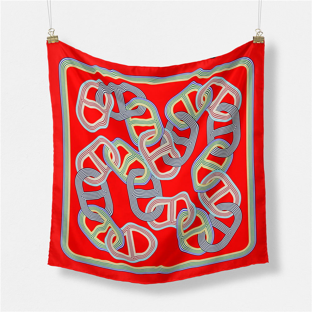 European and American fashion digital printing scarf 53cm small square scarf, women's versatile and elegant scarf tied hair band