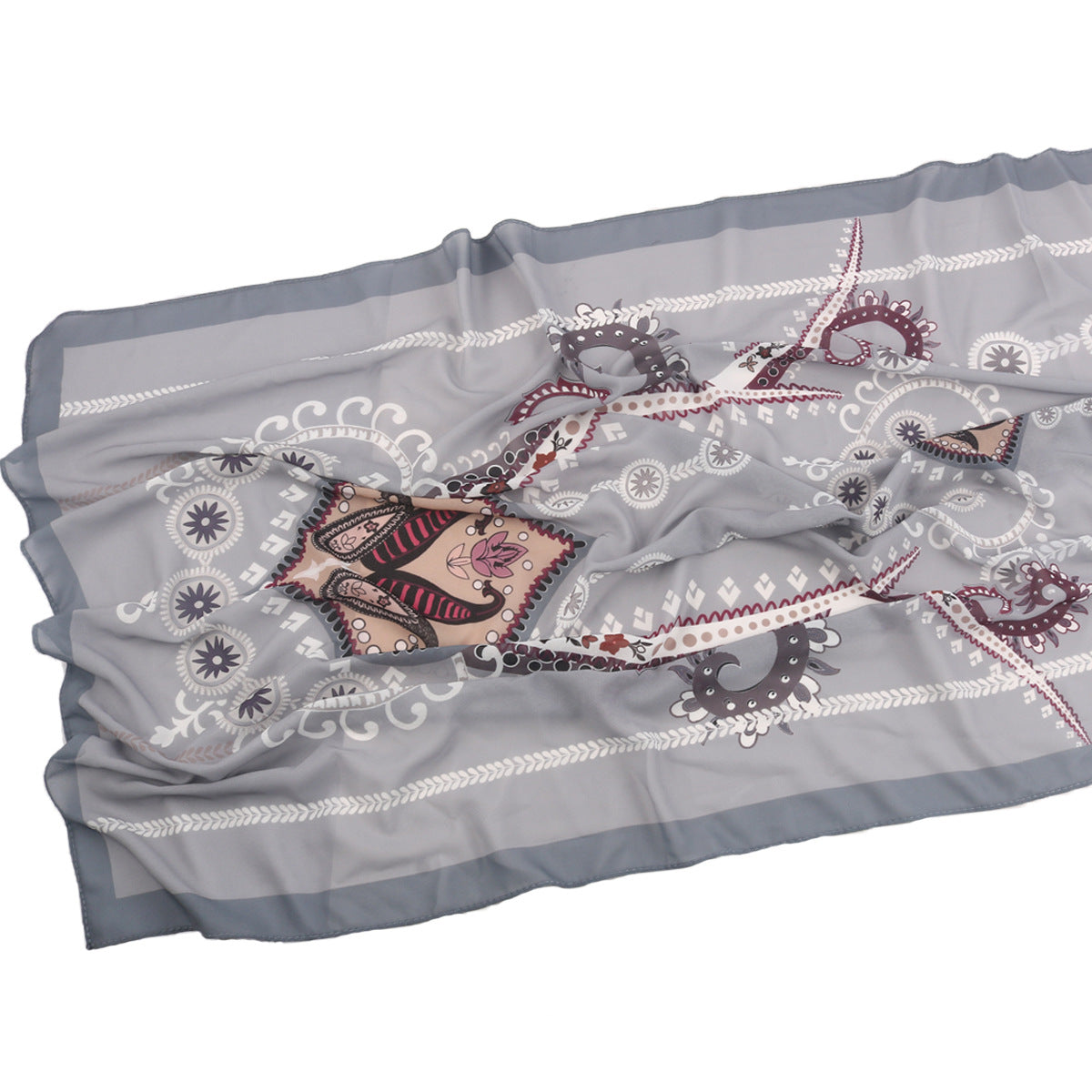 Malaysian Printed Chiffon Scarf Bohemian Fashion Simple Spring and Summer Sunscreen Scarf Shawl