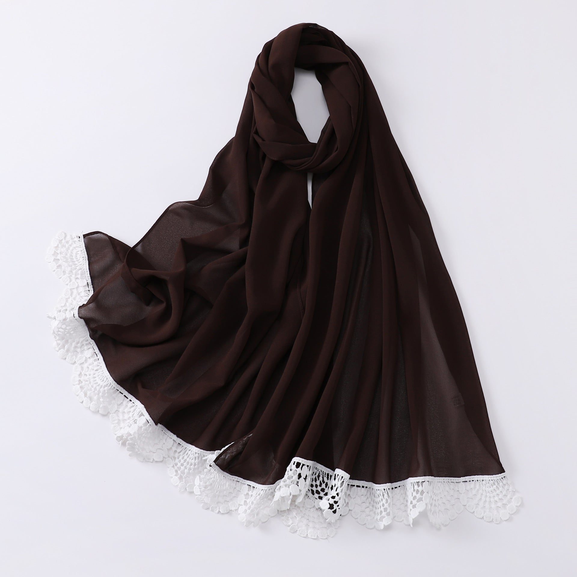 New solid color pearl chiffon lace scarf Middle Eastern headscarf  scarf Malaysia