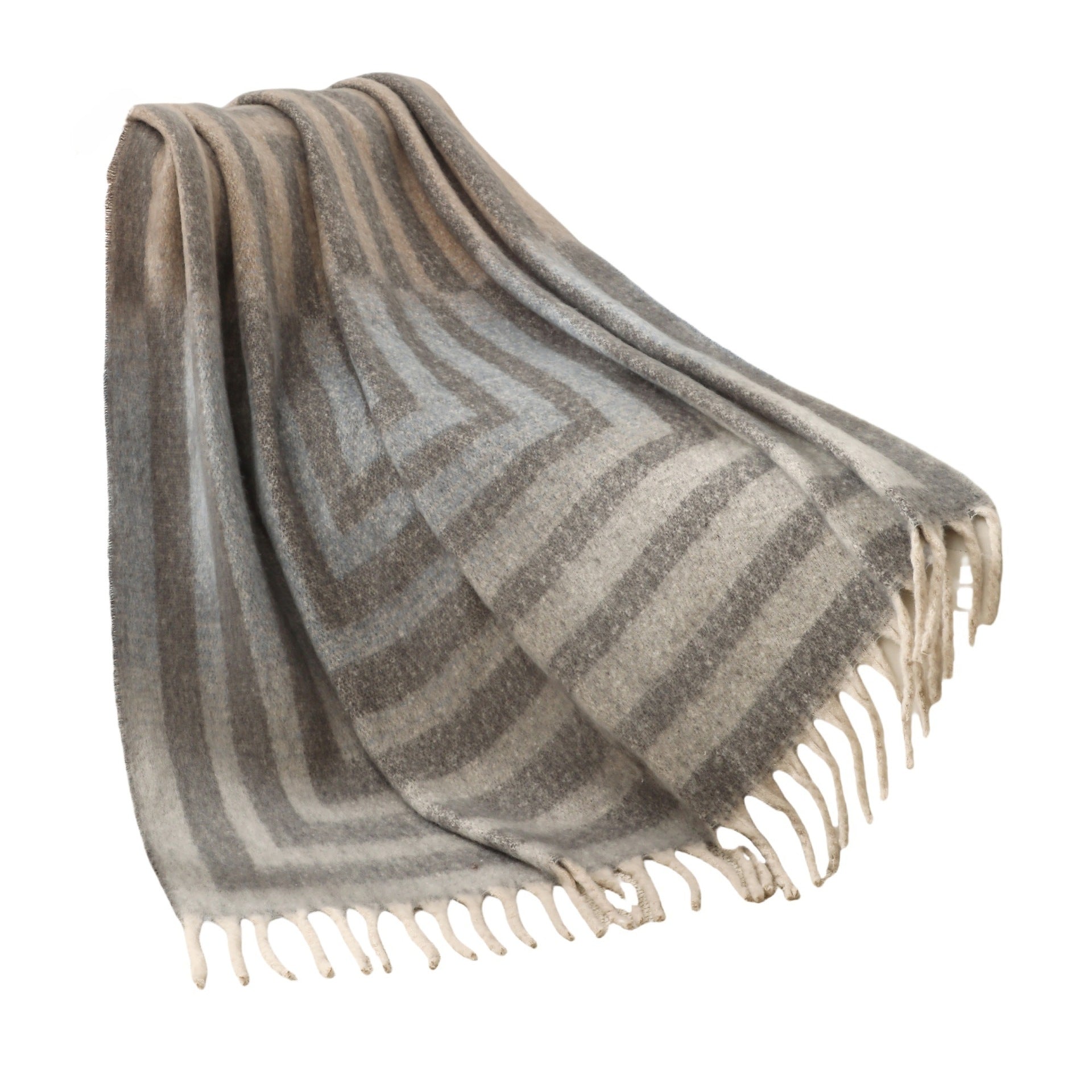 Blanket new European and American autumn and winter imitation mohair thickened striped large shawl jacquard blanket