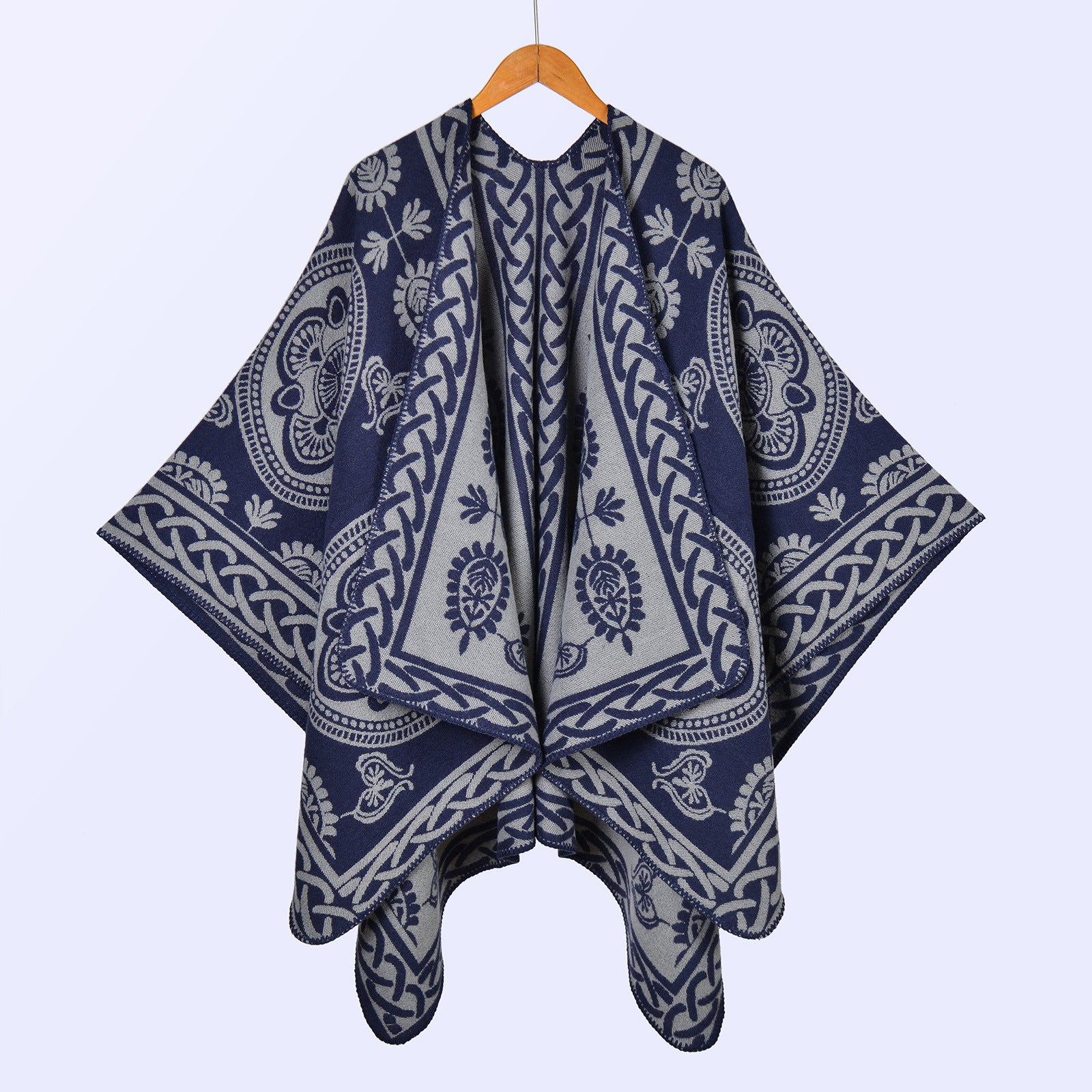 New women's scarves and shawls on European and American streets, thickened imitation cashmere jacquard split warm cape in autumn and winter