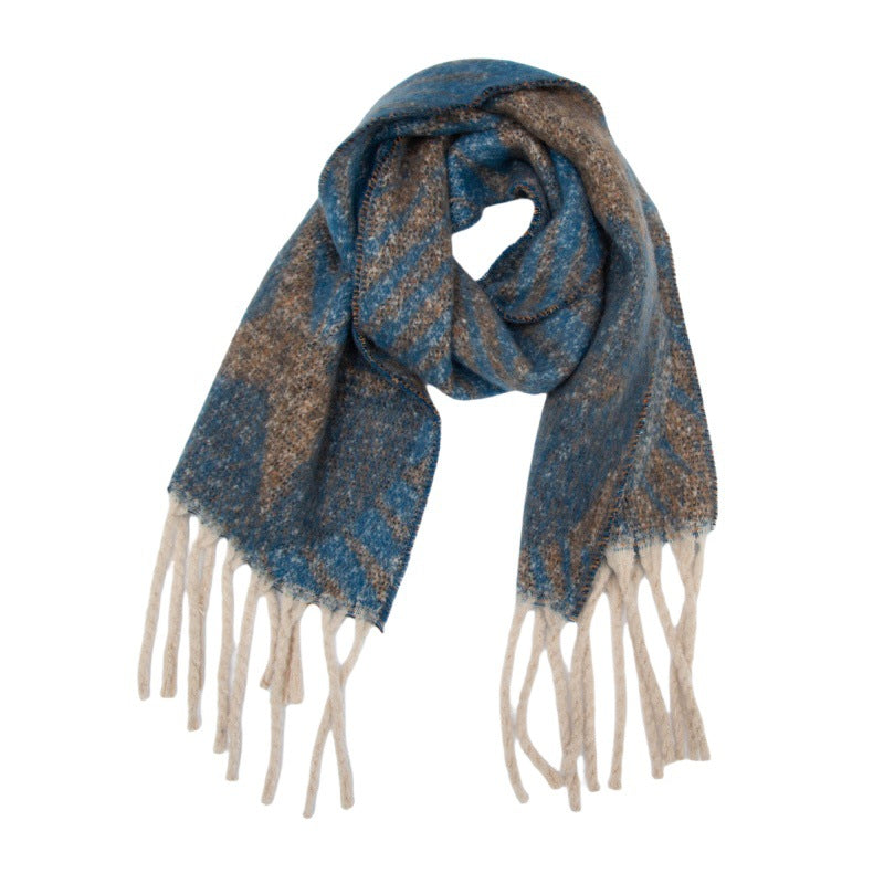 2025 new European, American autumn and winter circle yarn jacquard star fringed scarf