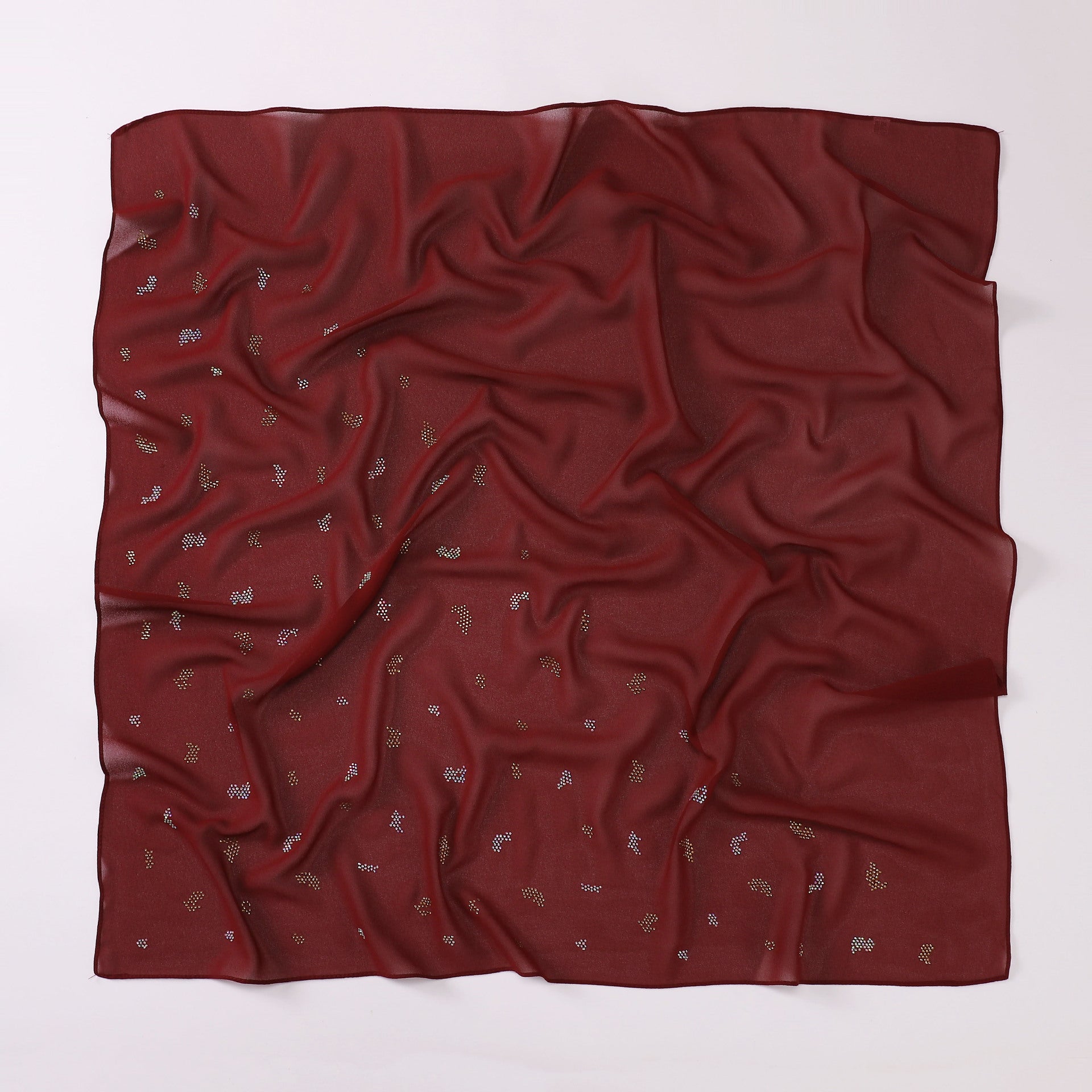 New pearl chiffon leopard print hot diamond small square scarf, yarn scarf, convenient headscarf 90 * 90cm