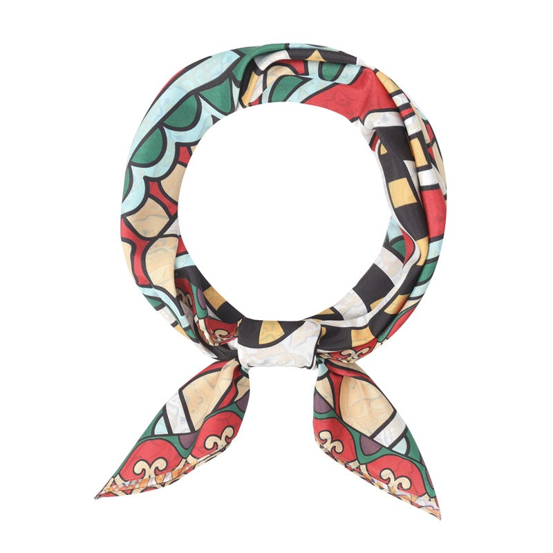 2025 new spring, summer and autumn thin headscarf double-sided printed silk scarf square scarf