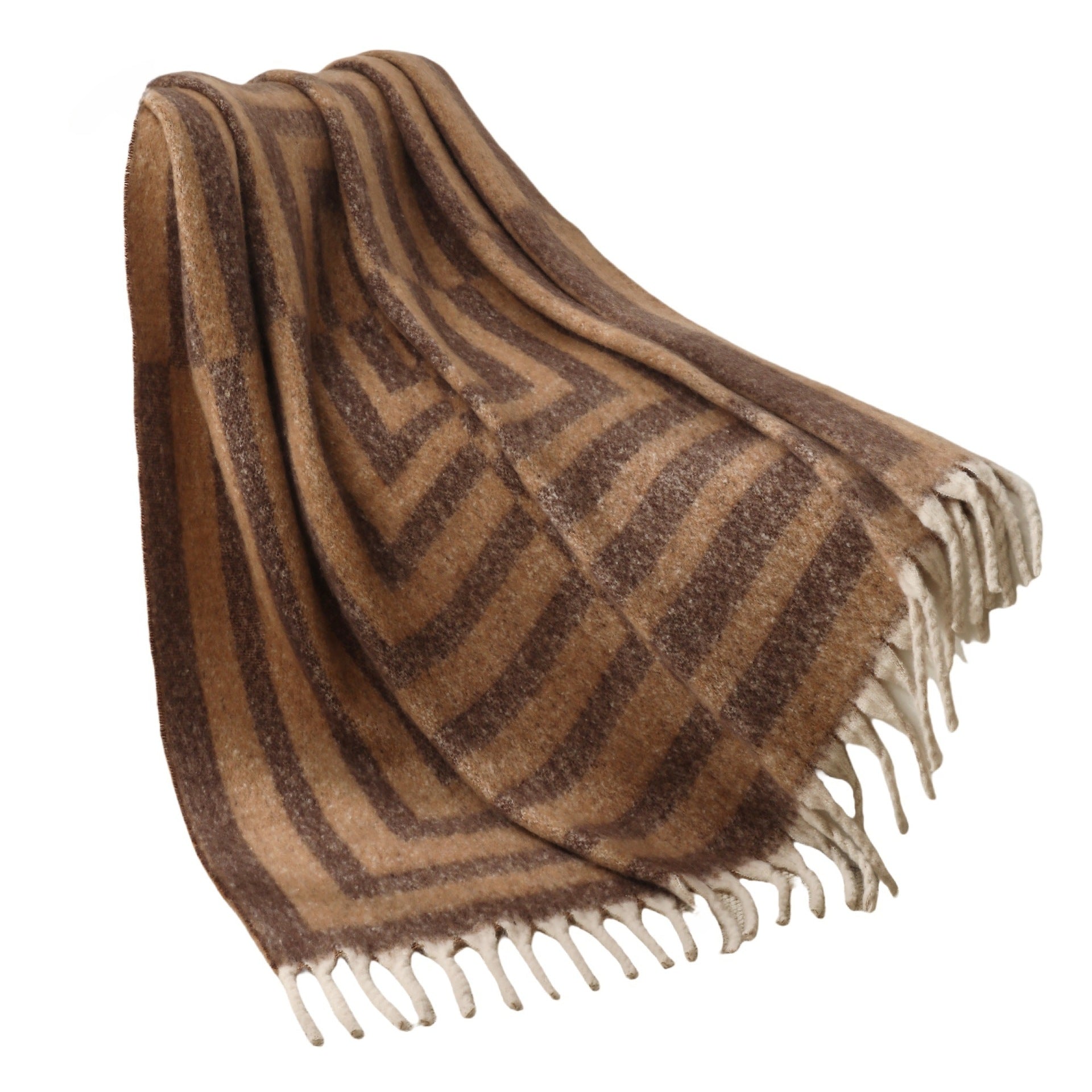 Blanket new European and American autumn and winter imitation mohair thickened striped large shawl jacquard blanket
