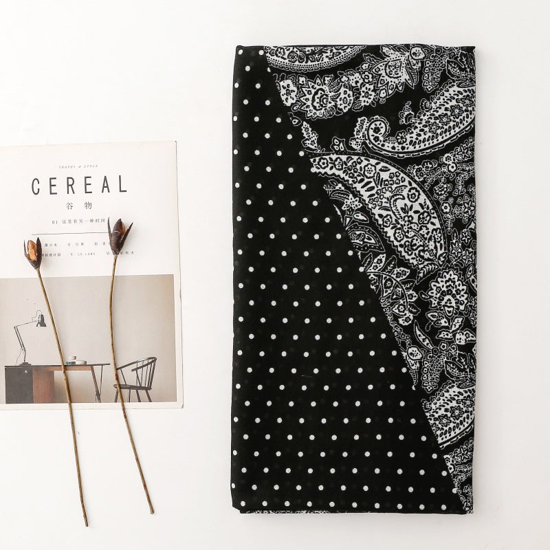 Scarf Women's Autumn and Winter Fashion Double Spell Polka Dot Small Paisley Flower Silk Scarf Travel Vacation Shawl