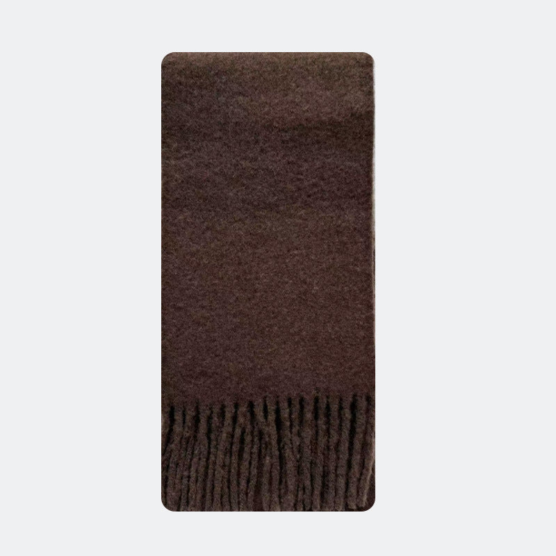 25% wool blended brushed solid color scarf women's Korean tassel thickened Icelandic blue soft scarf shawl