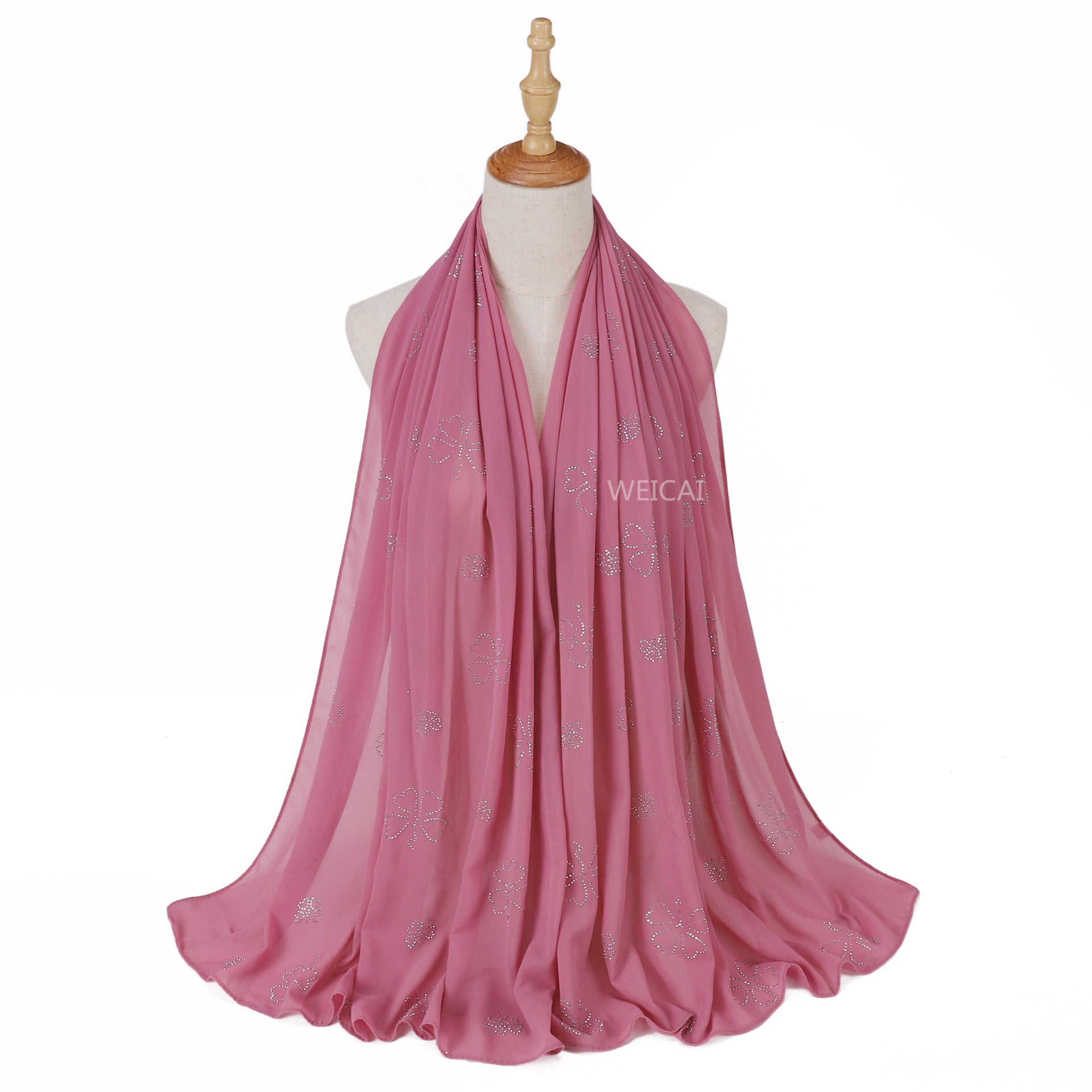 Flower Diamond solid color pearl chiffon scarf Middle East headscarf