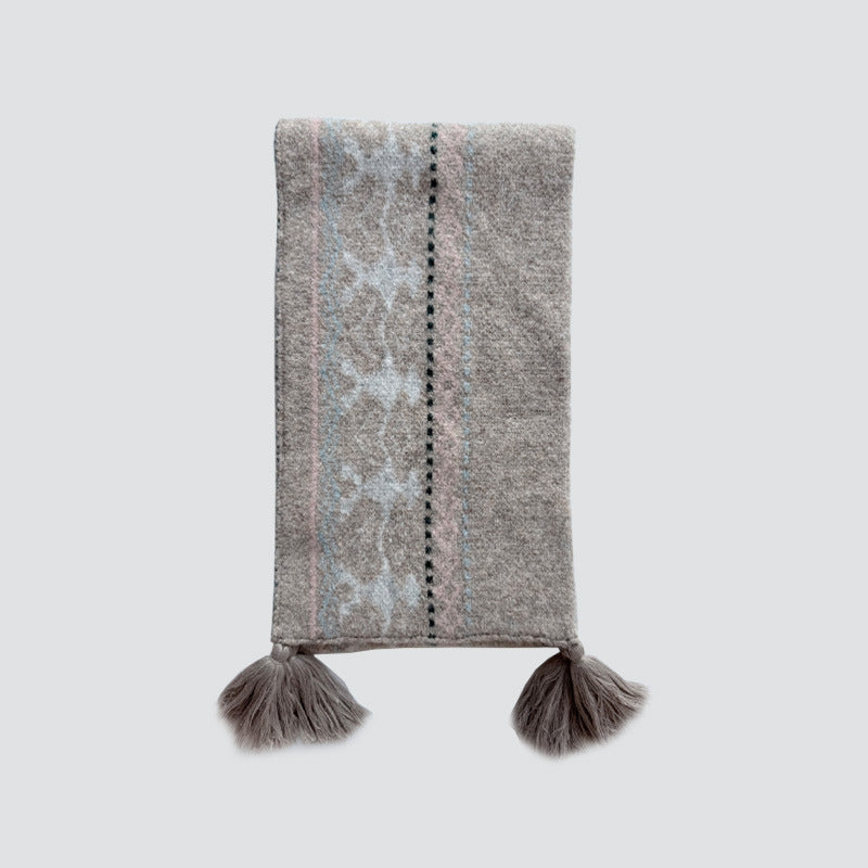 Designer's same Pingti wool blended Fair Island scarf for men and women in winter with soft wool scarf