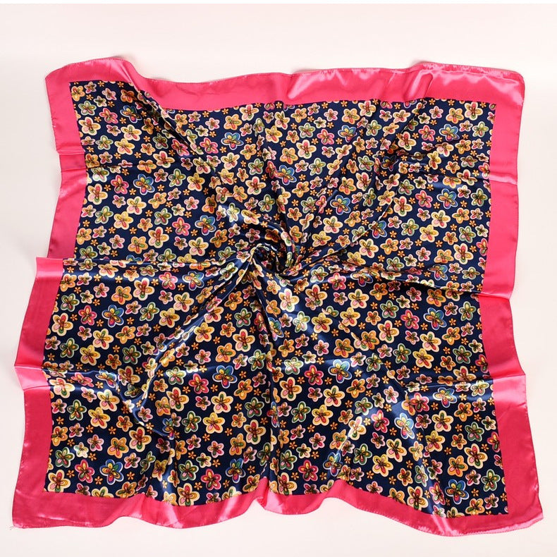 New fashionable and retro flower 90 square scarves for women, printed satin simple square silk scarves, scarves silk scarves