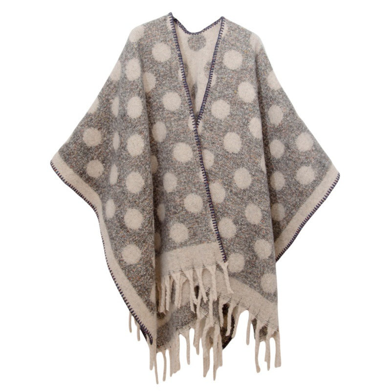 Shawl new European and American autumn and winter circle yarn imitation mohair thickened jacquard cross shawl