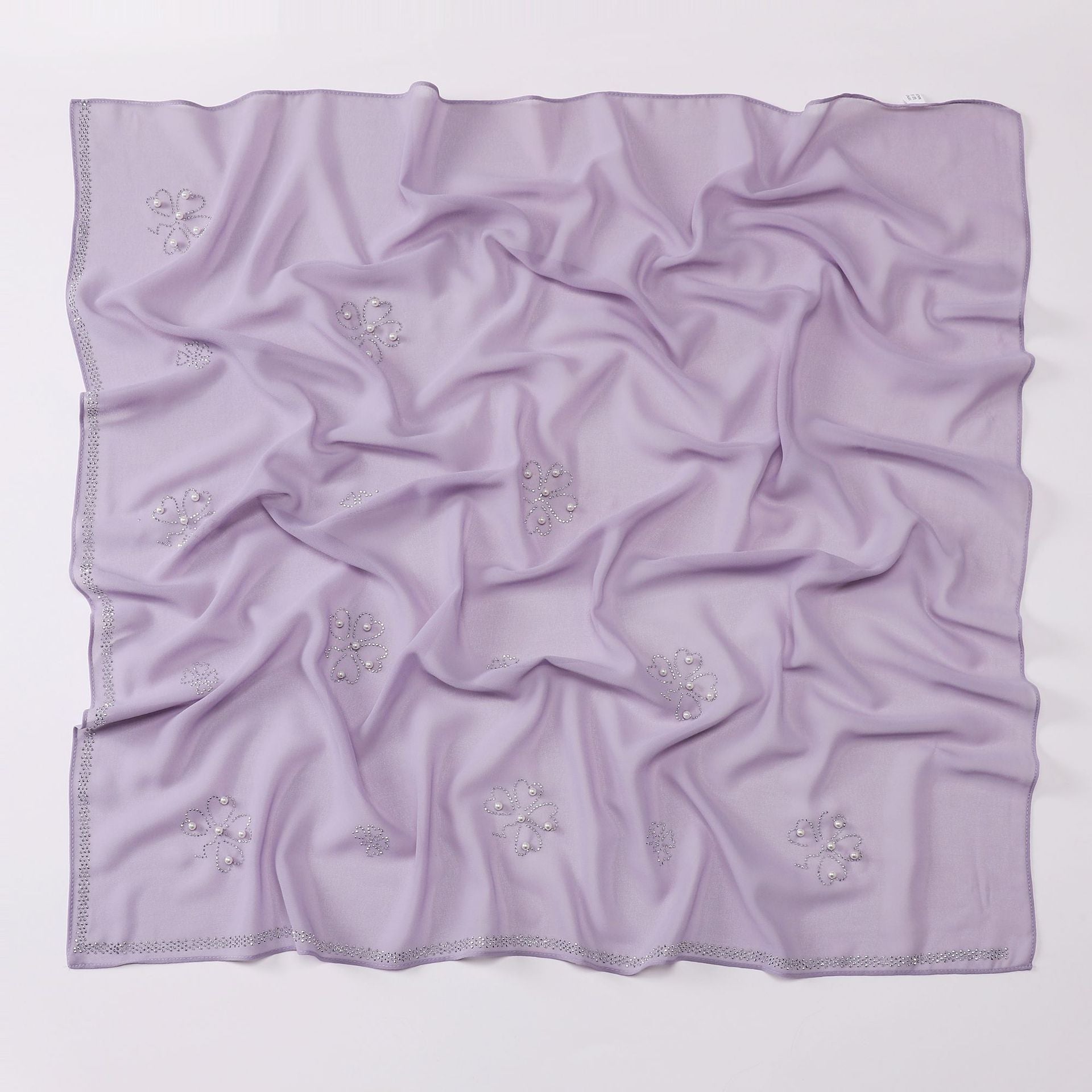 New pearl chiffon Scarf hot diamond bead square shawls Malaysia headscarf