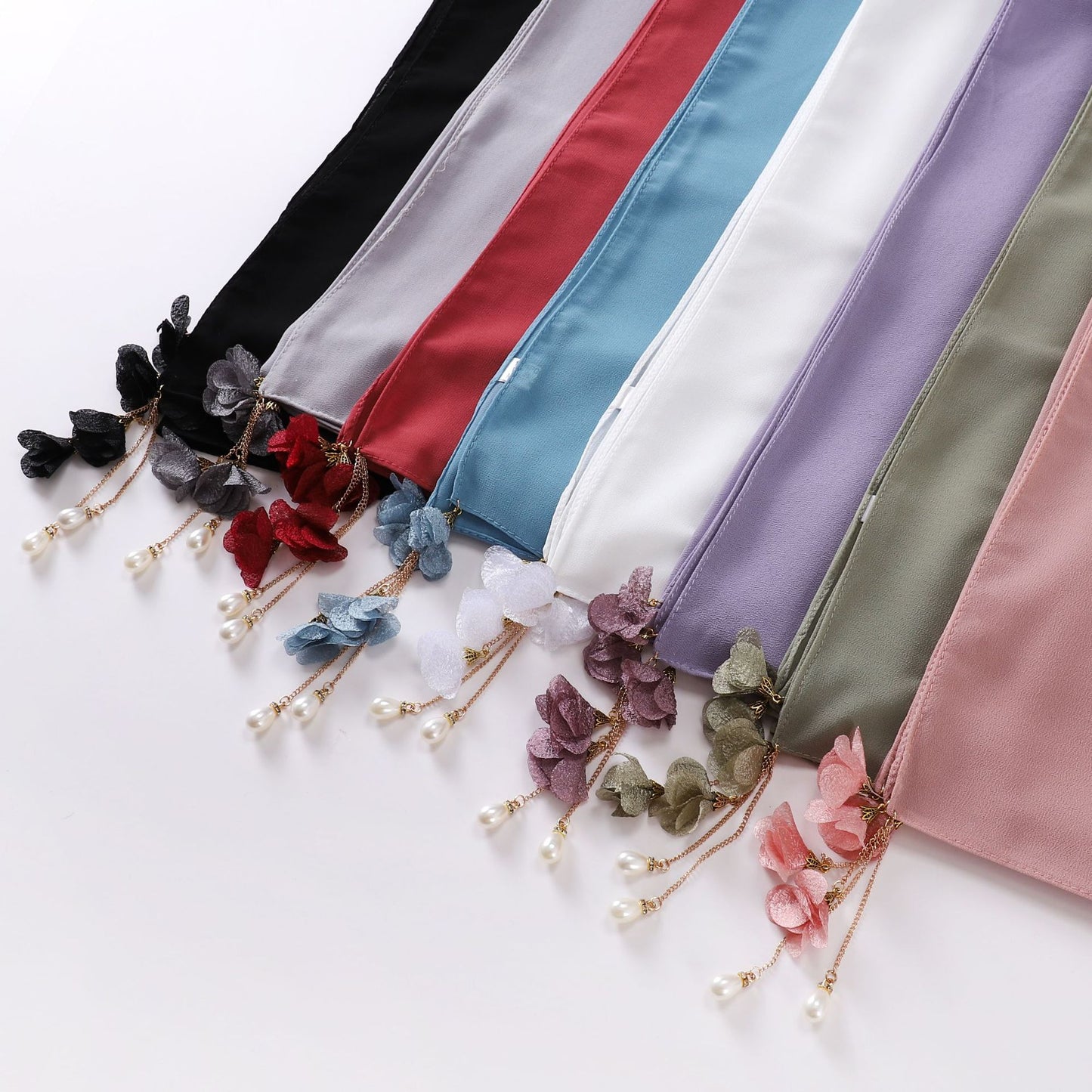 Pearl flower pendant pearl chiffon square scarf 90 * 90cm headscarf