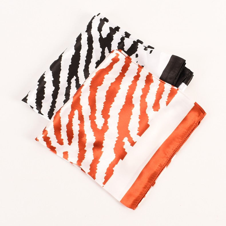 Autumn new simple small fresh zebra pattern plain weave satin 90 large square scarf women's fashion square scarf