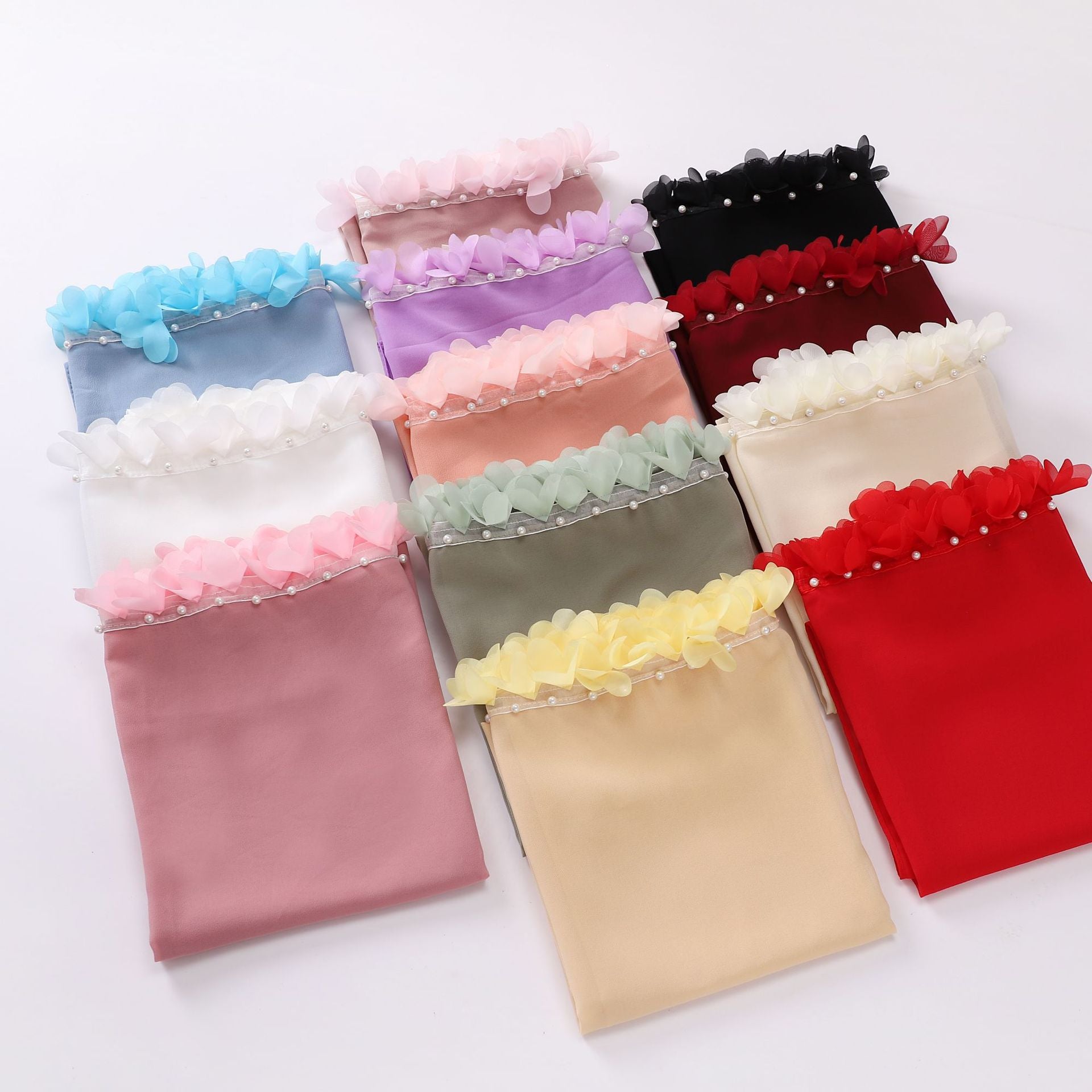 New pearl chiffon flower lace bead scarf middle east headscarf malaysia hijab
