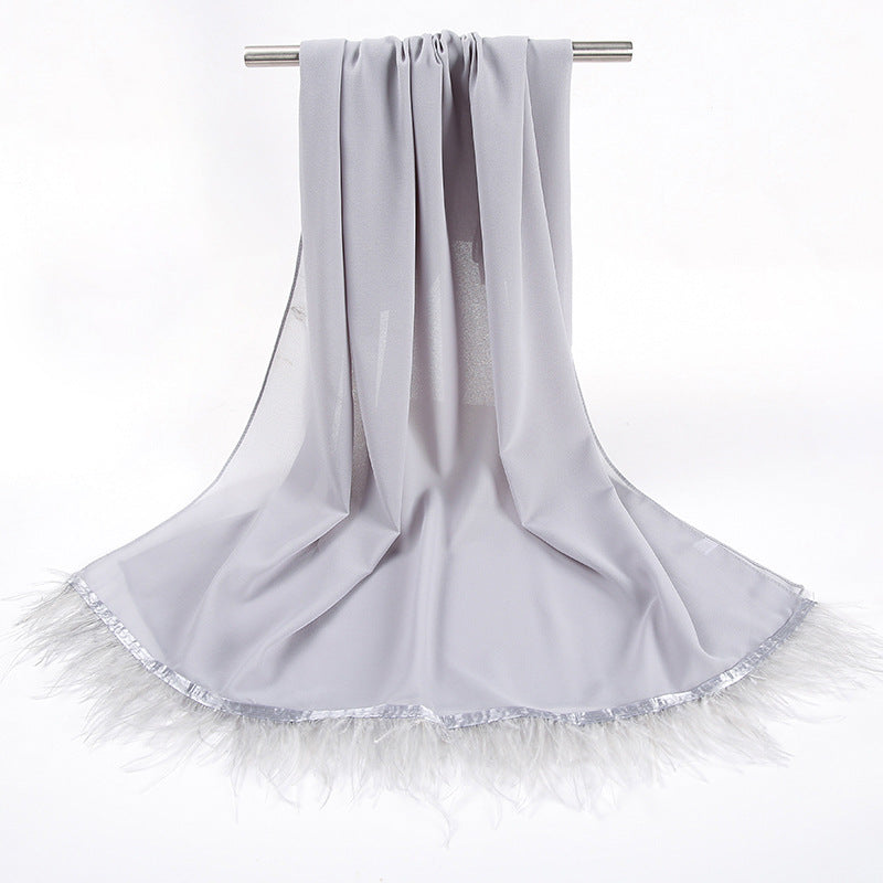 New pearl chiffon scarf feather  Middle East African headscarf hijab