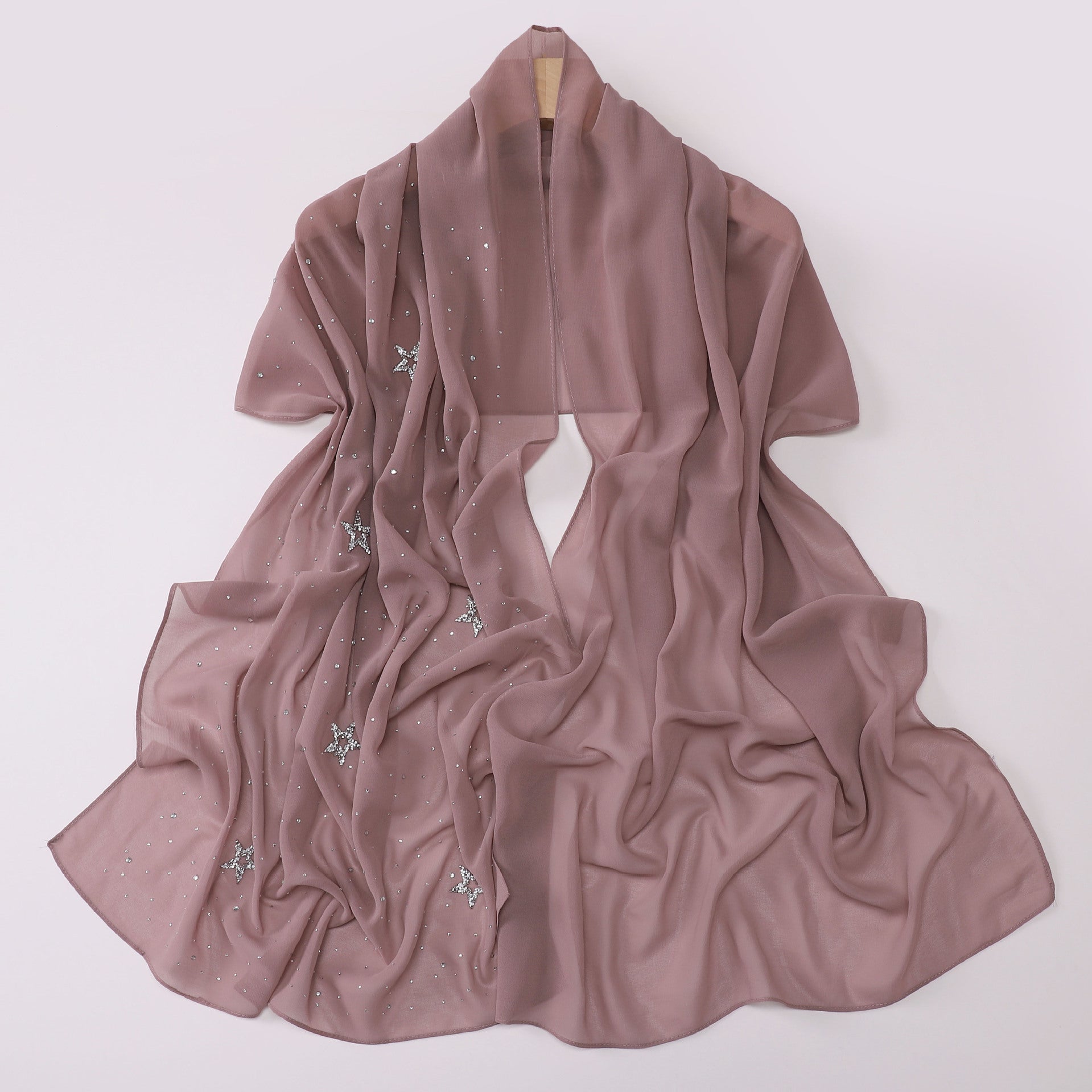 New chiffon half-width Gypsy star pentagram hot diamond long scarf, yarn scarf, Middle East Malay headscarf