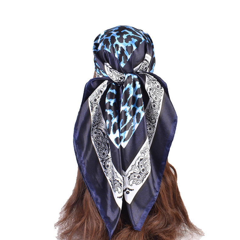 Fashion leopard print cashew pattern print 90 satin large square scarf, headscarf, scarf