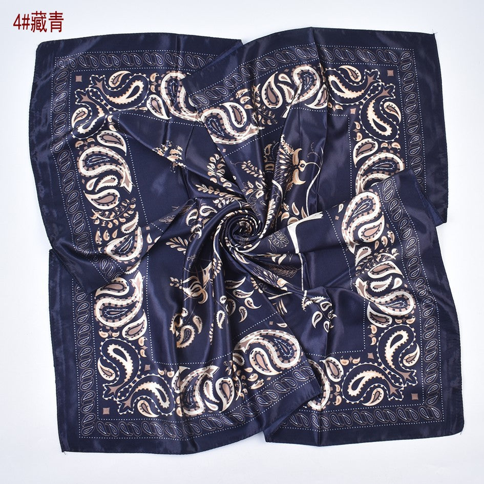 Fashion retro cashew flower simulation silk 90 satin women's printing versatile decorative large square scarf scarf headscarf