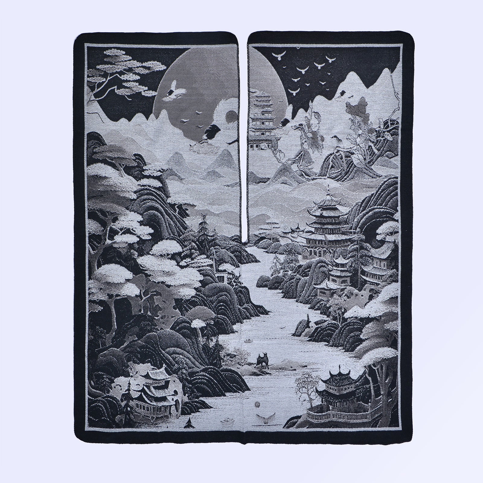 Ethnic style retro photo big shawl lady autumn and winter travel out photo camping warm outside with atmosphere cape