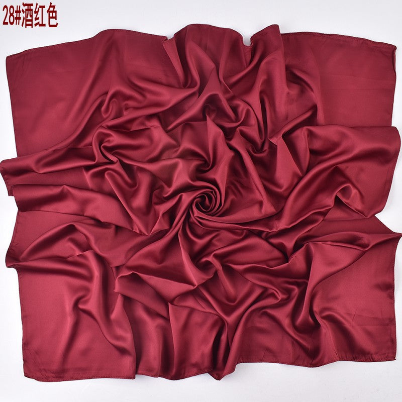 Autumn and winter new Malaysian imitation silk matte satin monochrome solid color 90 plain simple square towel batch