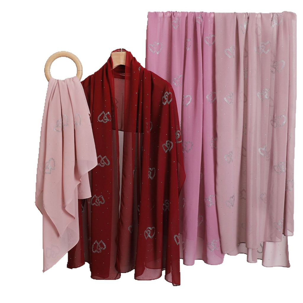 New Pearl Chiffon Double Love Hot Diamond Middle East Africa South East Asia Headscarf