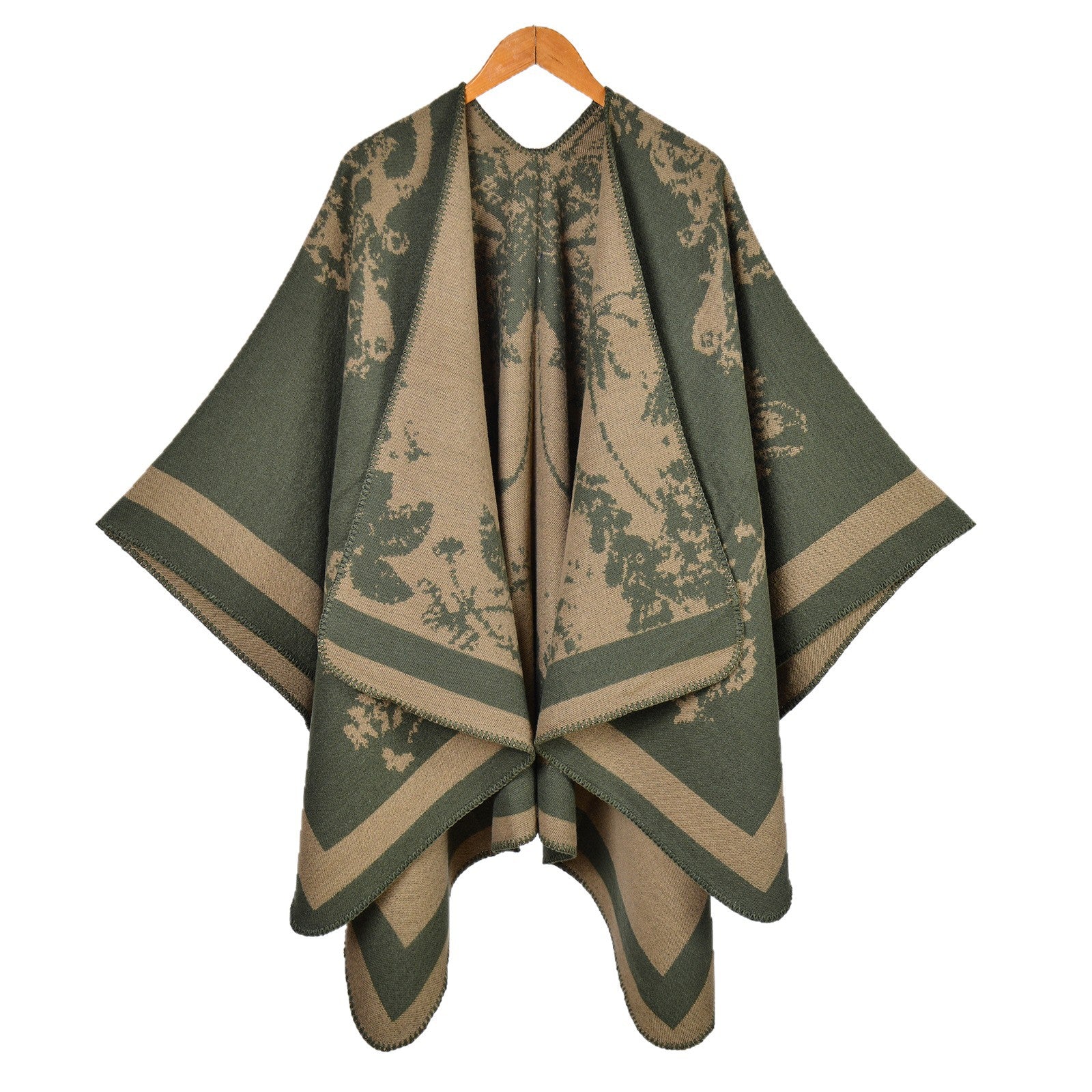 Hot-selling women's retro big shawl scarf autumn and winter retro big butterfly jacquard split-ended warm cloak live stream