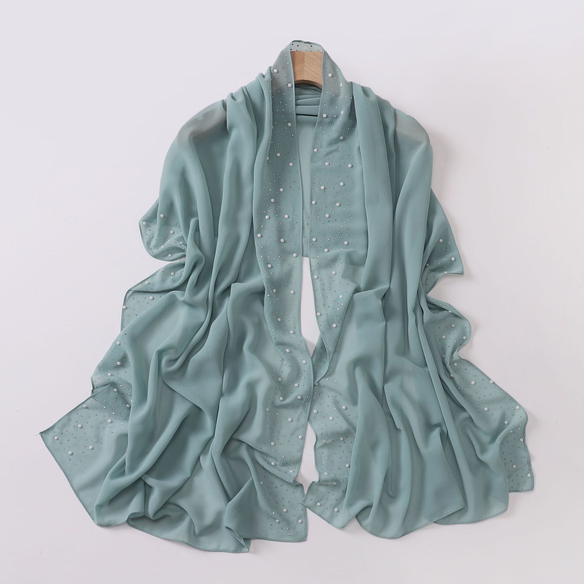 Pearl chiffon both sides ceramic hot diamond Malaysian headscarf Middle East Africa hijab