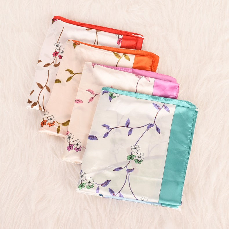 Summer new fashion small fresh plum blossom 90 square scarves women, printed fashion large silk scarves, scarves silk scarves