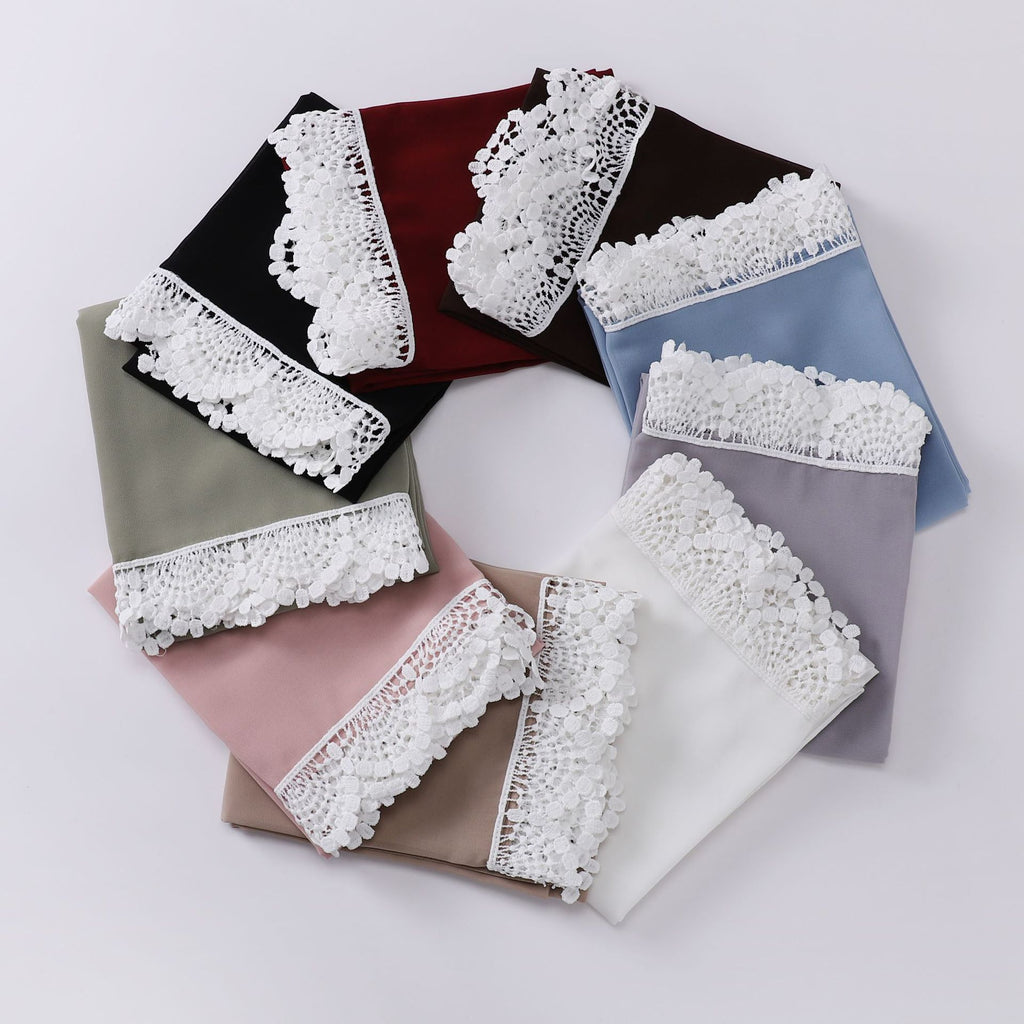 New solid color pearl chiffon lace scarf Middle Eastern headscarf  scarf Malaysia