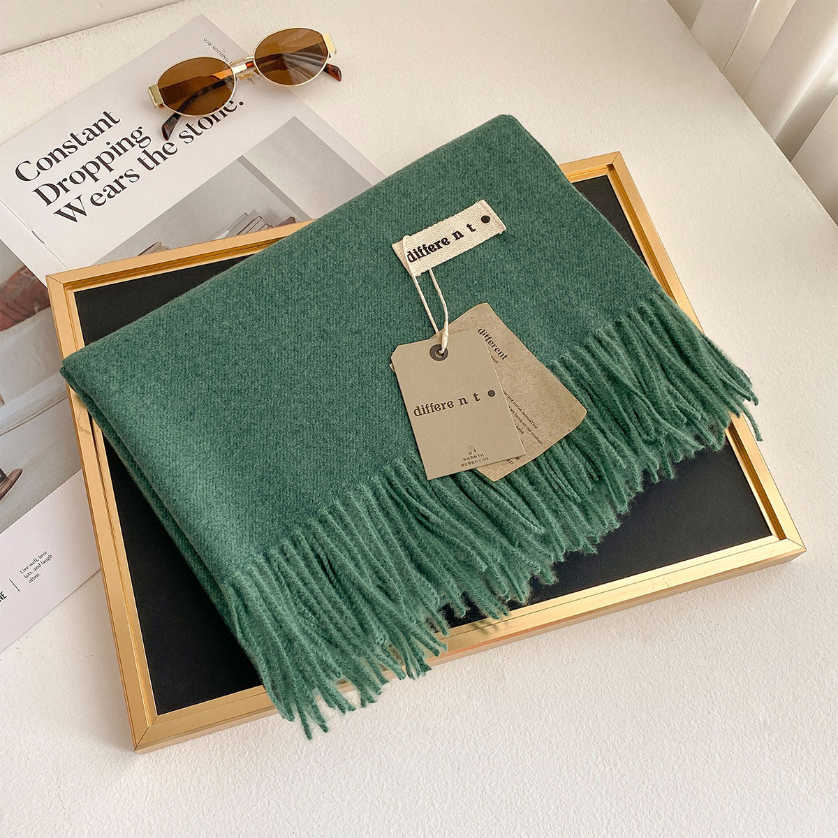 2025 Winter Imitation Cashmere Solid Color Scarf Women's Medium and Long Warm Scarf Shawl