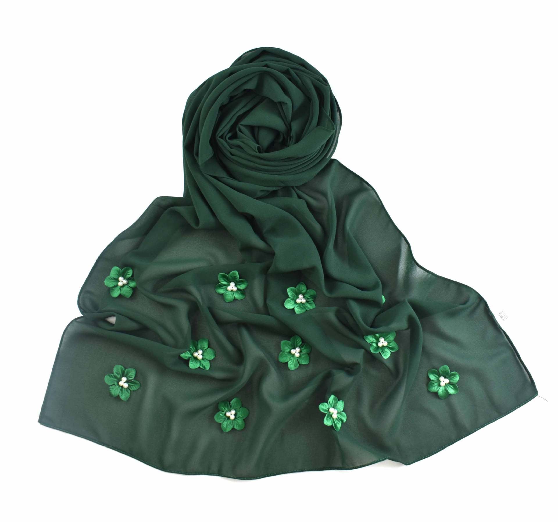 New pearl chiffon flower bead scarf Middle East Africa hijab